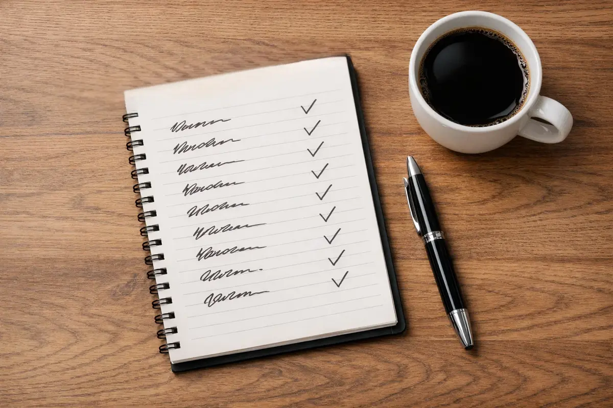 Bloc de notas con selecciones de apuestas de golf y bolígrafo