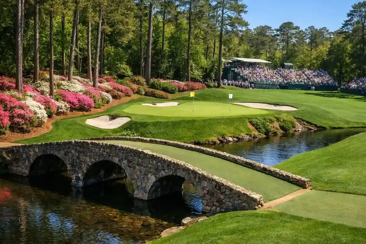 Vista panorámica del campo de Augusta National durante el Masters de golf
